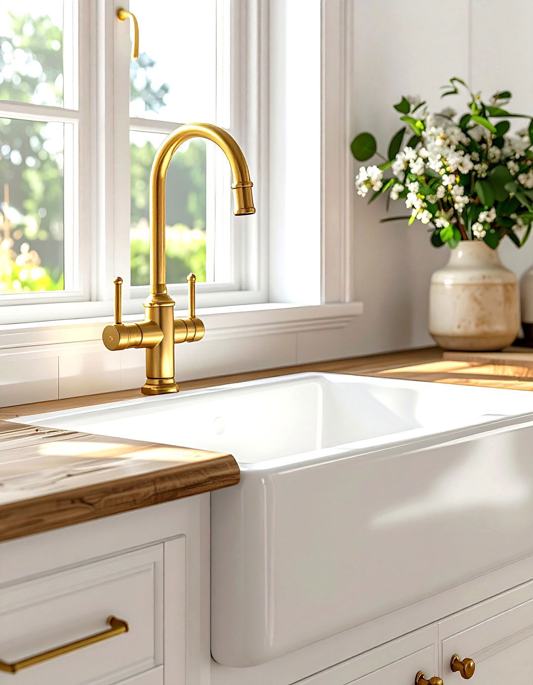Farmhouse sink with gold faucet - 30 kitchen warm settings