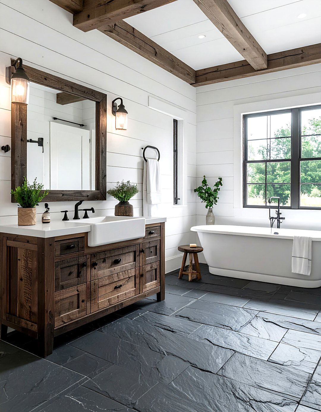 Farmhouse slate bathroom - 30 slate bathroom ideas
