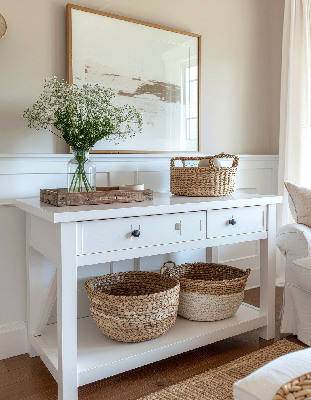 Farmhouse sliding barn door console - 30 living room tv console ideas