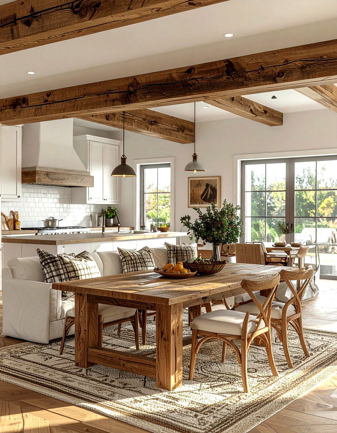 Farmhouse style beams - 30 living room beam ideas