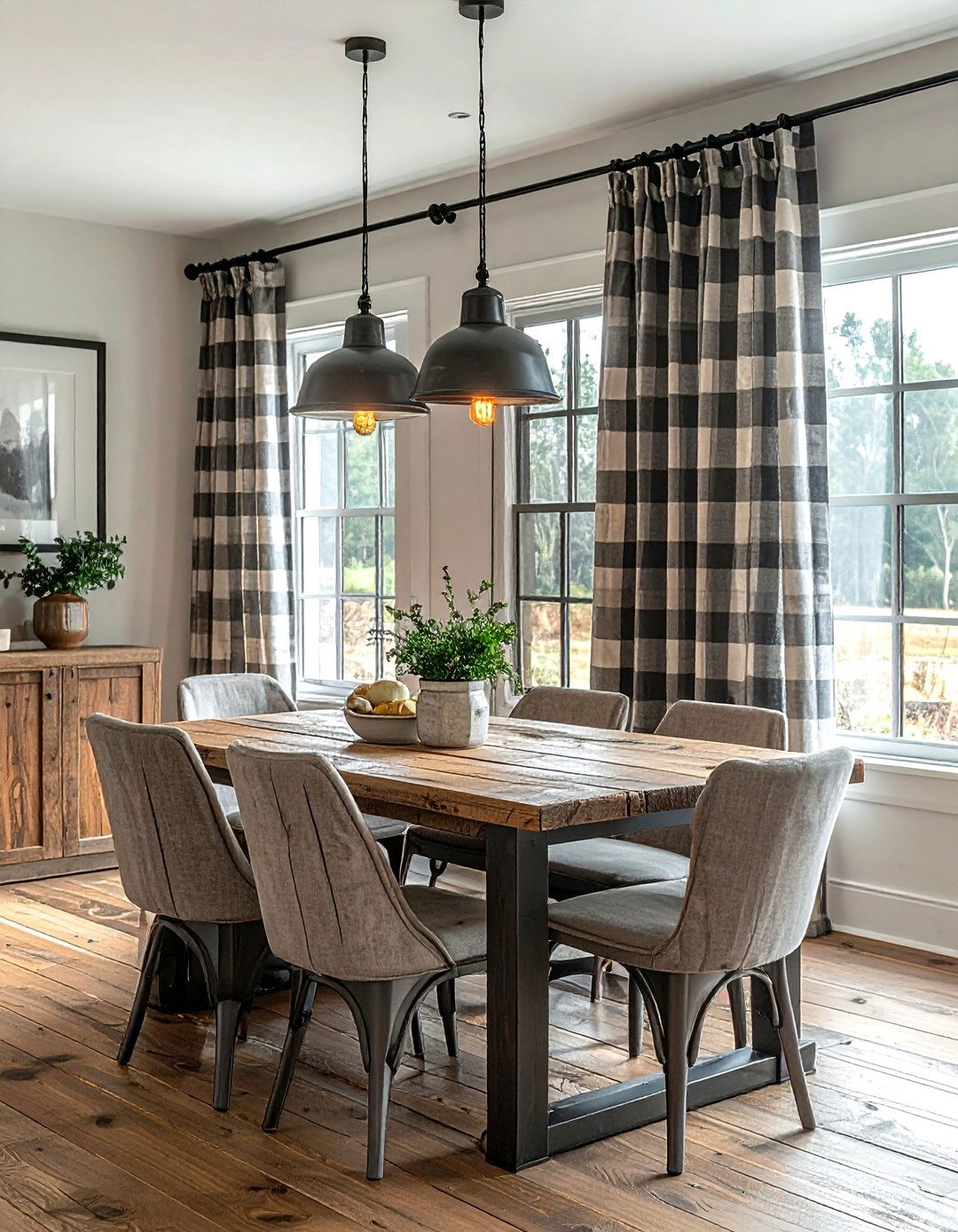 Farmhouse style curtains - 30 dining room drape ideas