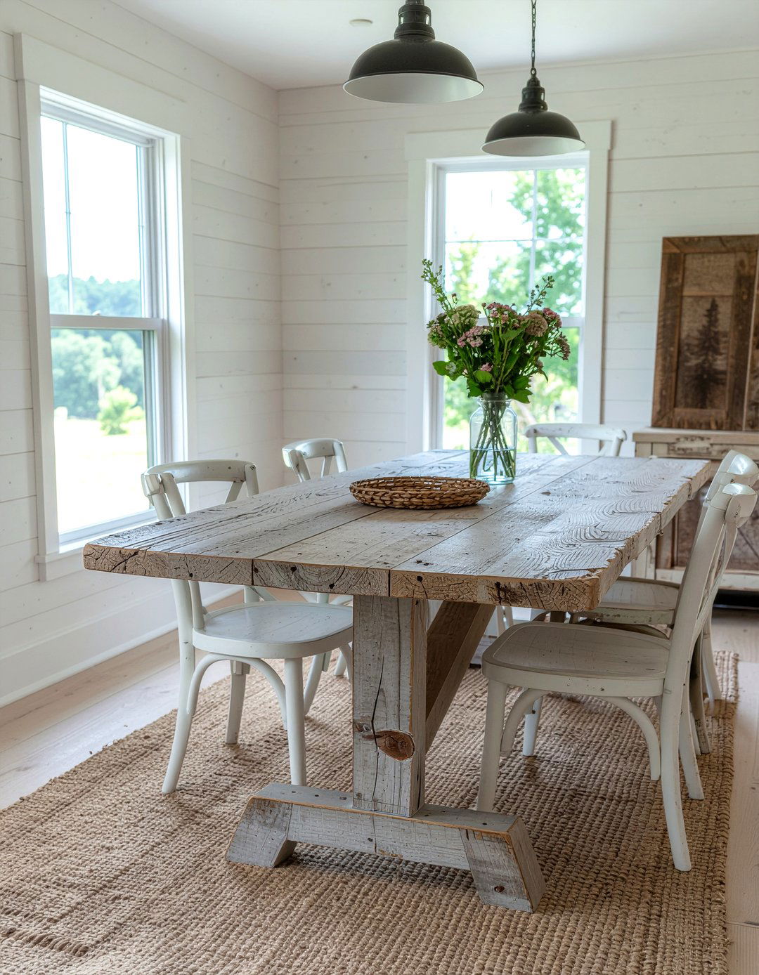 Farmhouse style dining table - 30 cabin dining room ideas