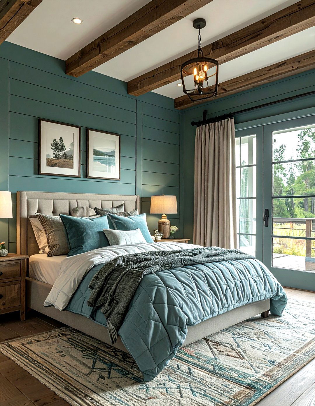 Farmhouse teal bedroom - 30 cool teal bedroom ideas