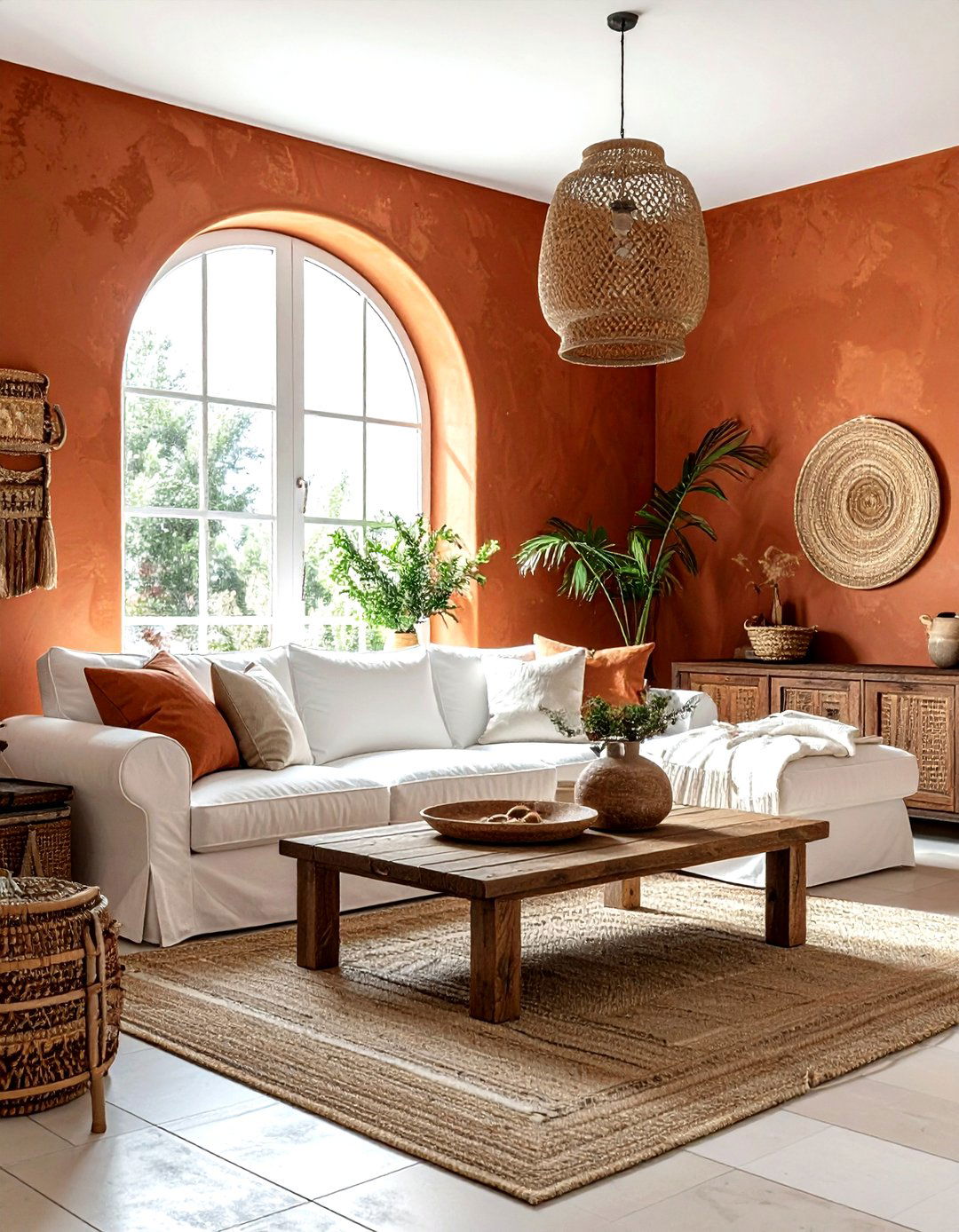 Farmhouse terracotta living room - 30 living room terracotta walls