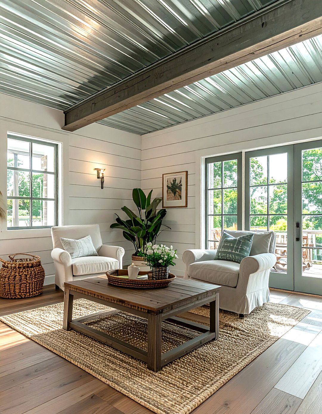 Farmhouse tin ceiling - 30 living room tin ceiling ideas