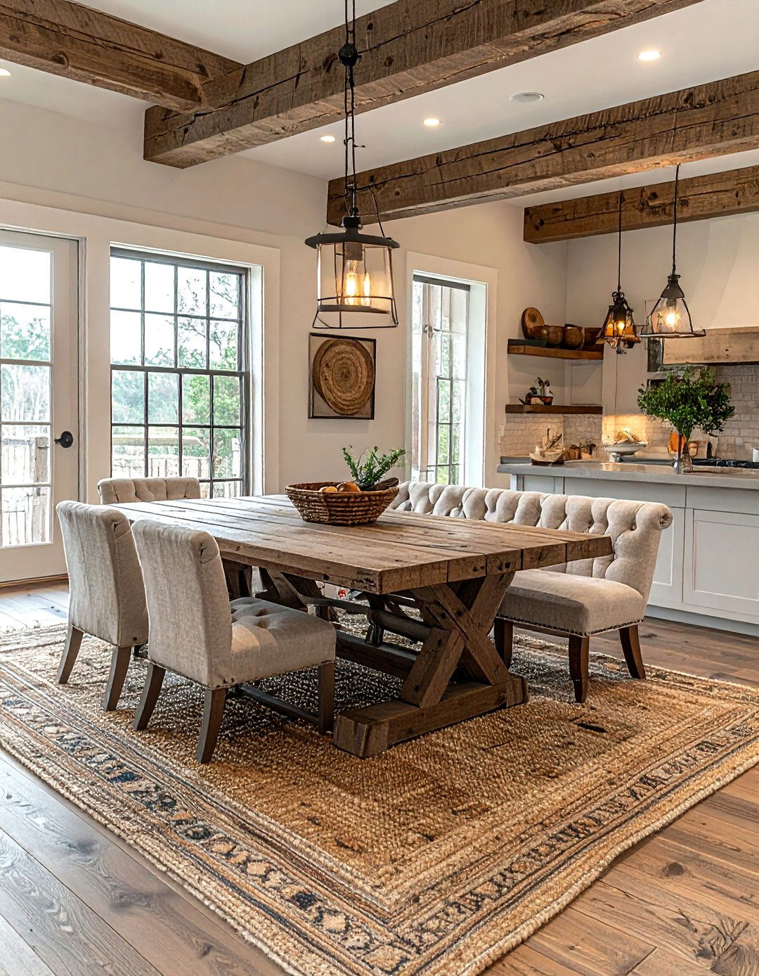 Farmhouse tufted seating - 30 tufted banquette dining ideas