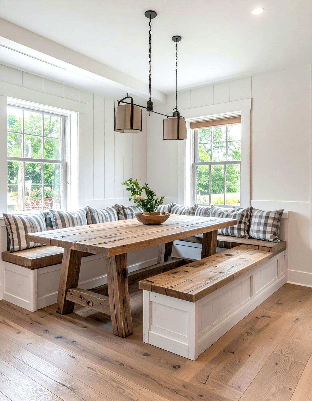 Farmhouse u shaped dining nook - 30 U-shaped banquette dining ideas