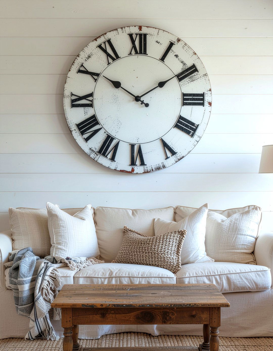 Farmhouse wall clock - 30 living room clock ideas