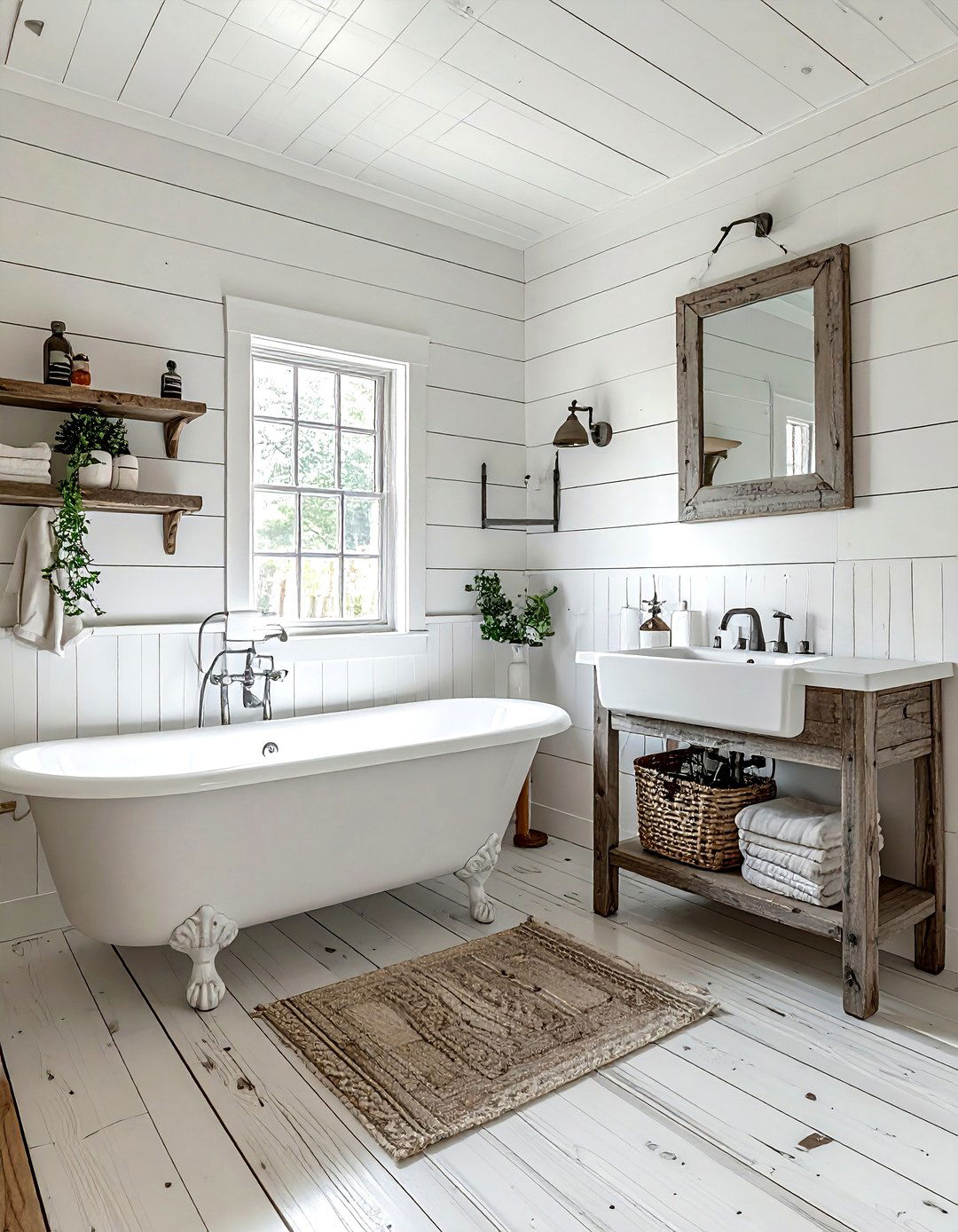 Farmhouse white bathroom - 30 white bathroom decor ideas