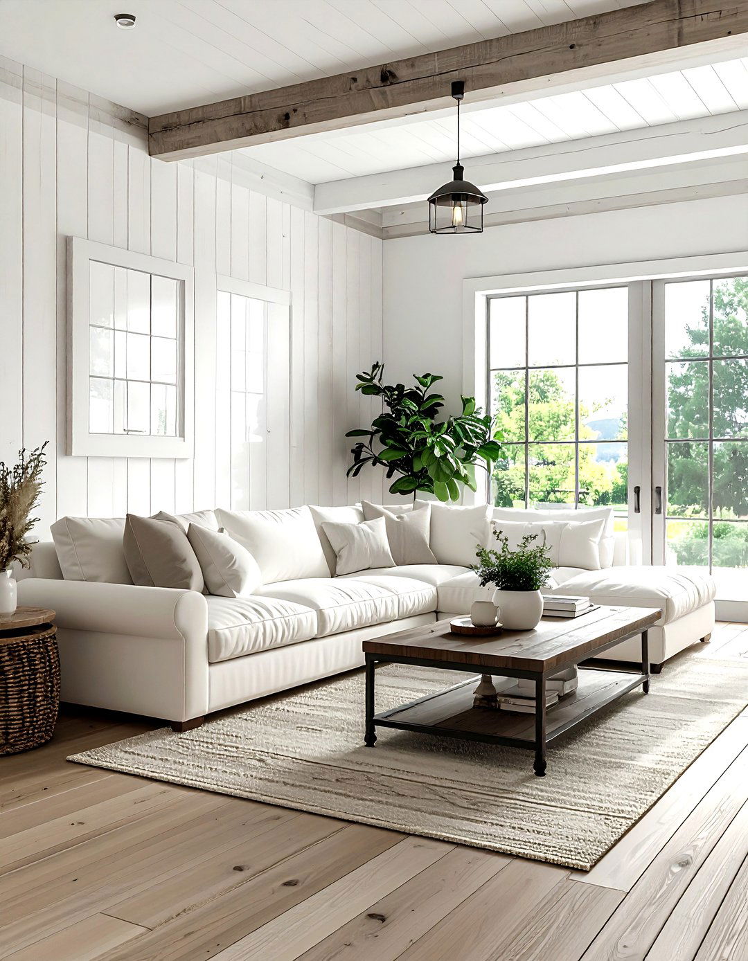 Farmhouse white living room - 30 cream and white living room ideas