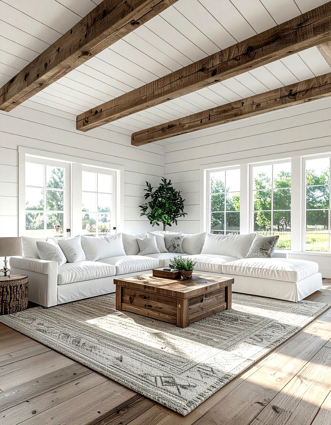 Farmhouse white living room - 30 white living room ideas