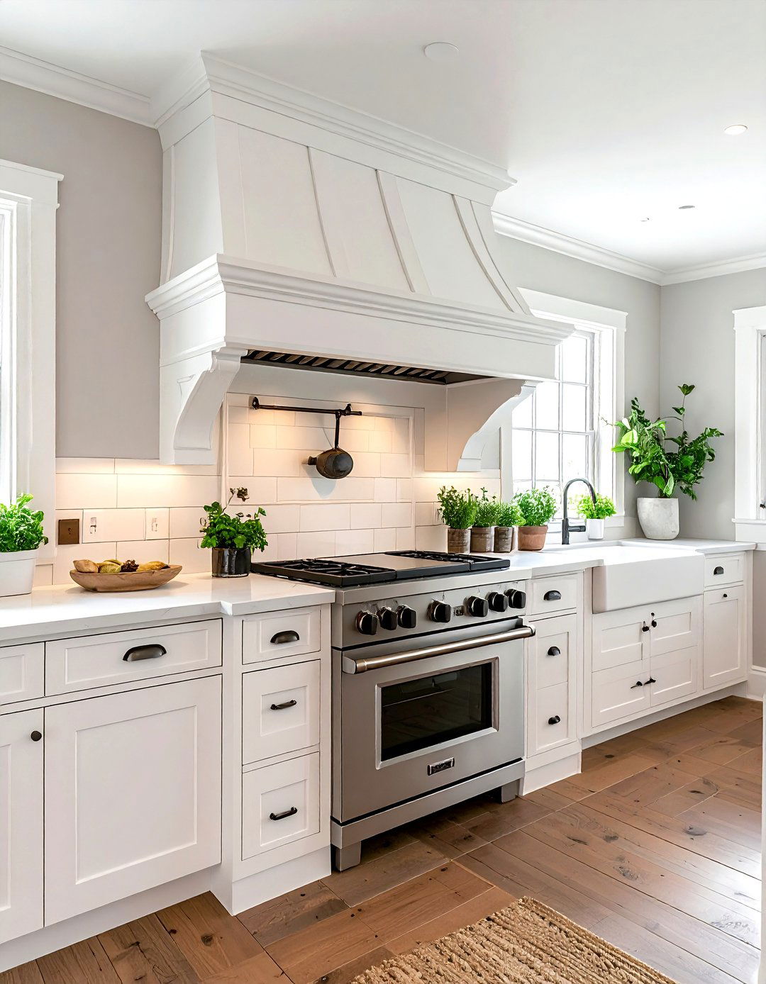 Farmhouse white mantel hood - 30 white hood kitchen ideas