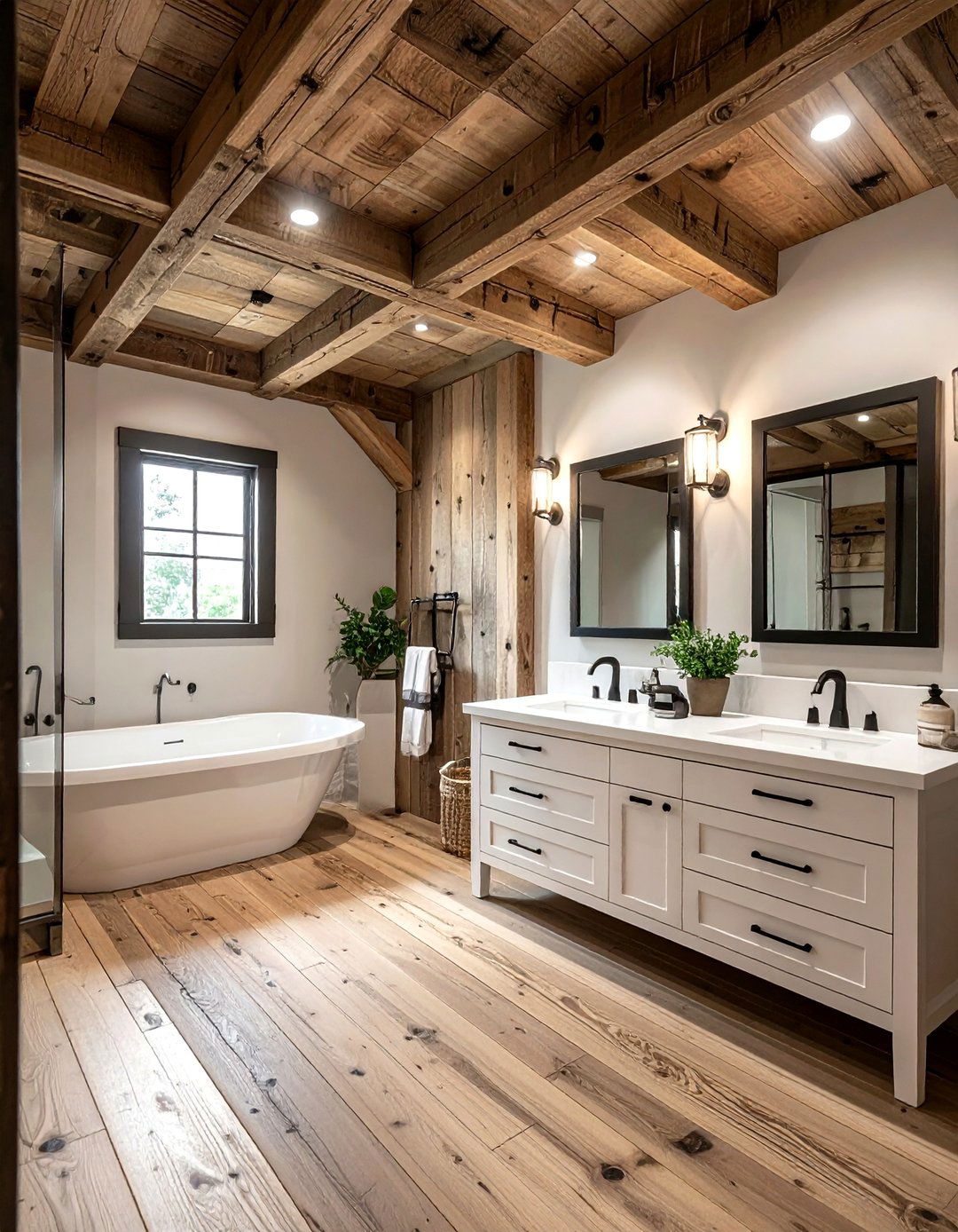 Farmhouse wood ceiling bathroom - 30 wood ceiling bathroom ideas