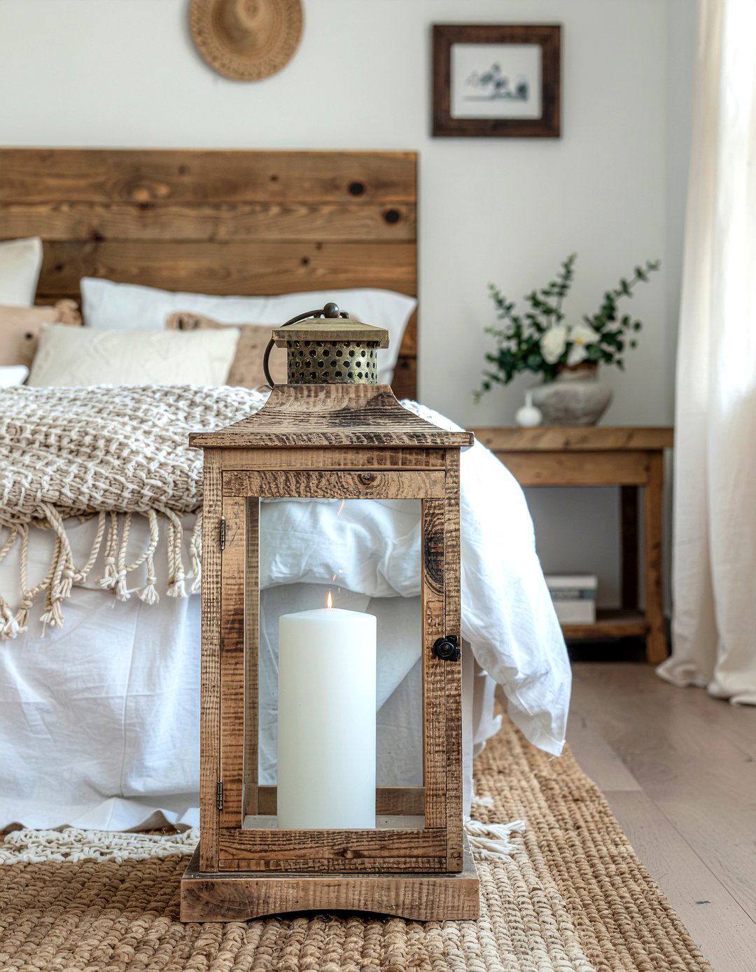 Farmhouse wood lantern - 30 bedroom candle lanterns