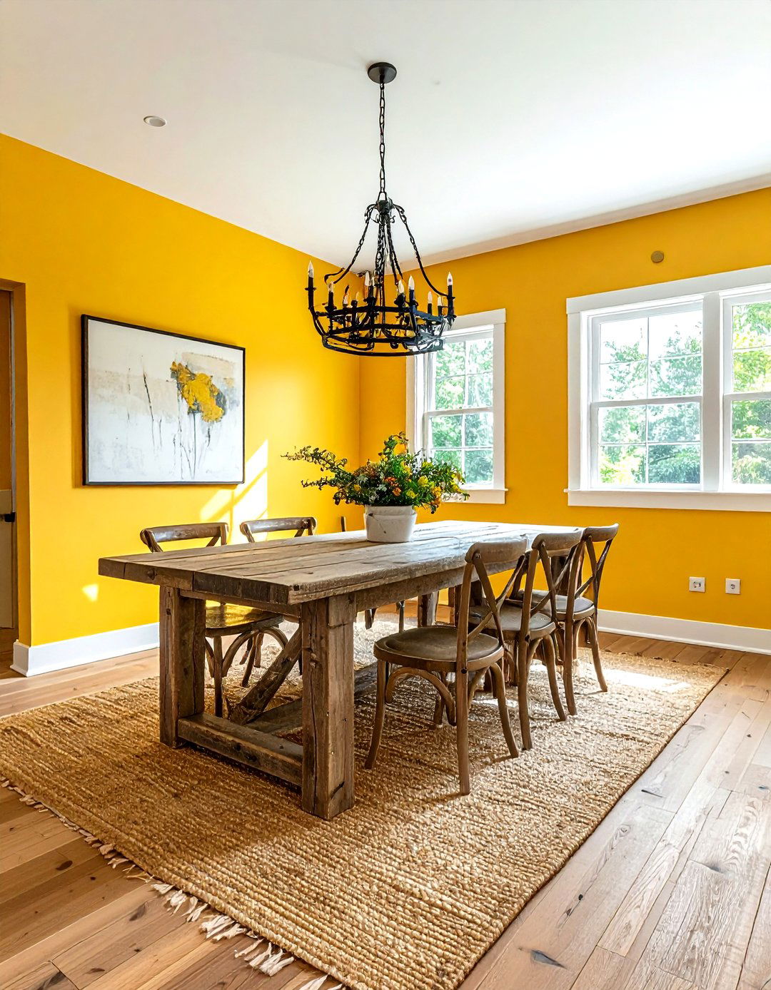 Farmhouse yellow dining room - 30 yellow dining room ideas