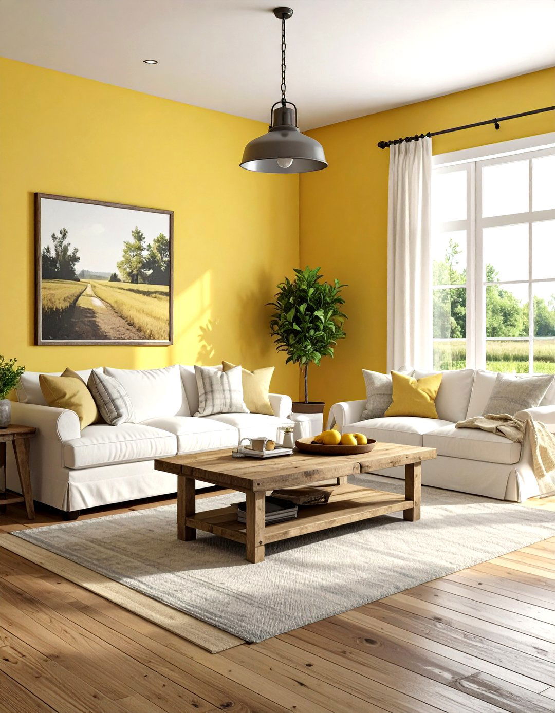 Farmhouse yellow living room - 30 yellow living room ideas