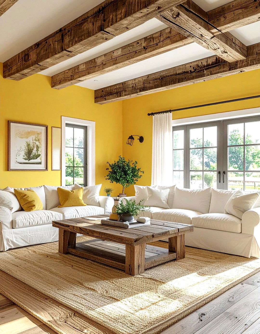 Farmhouse yellow living room - 30 yellow living room decor ideas