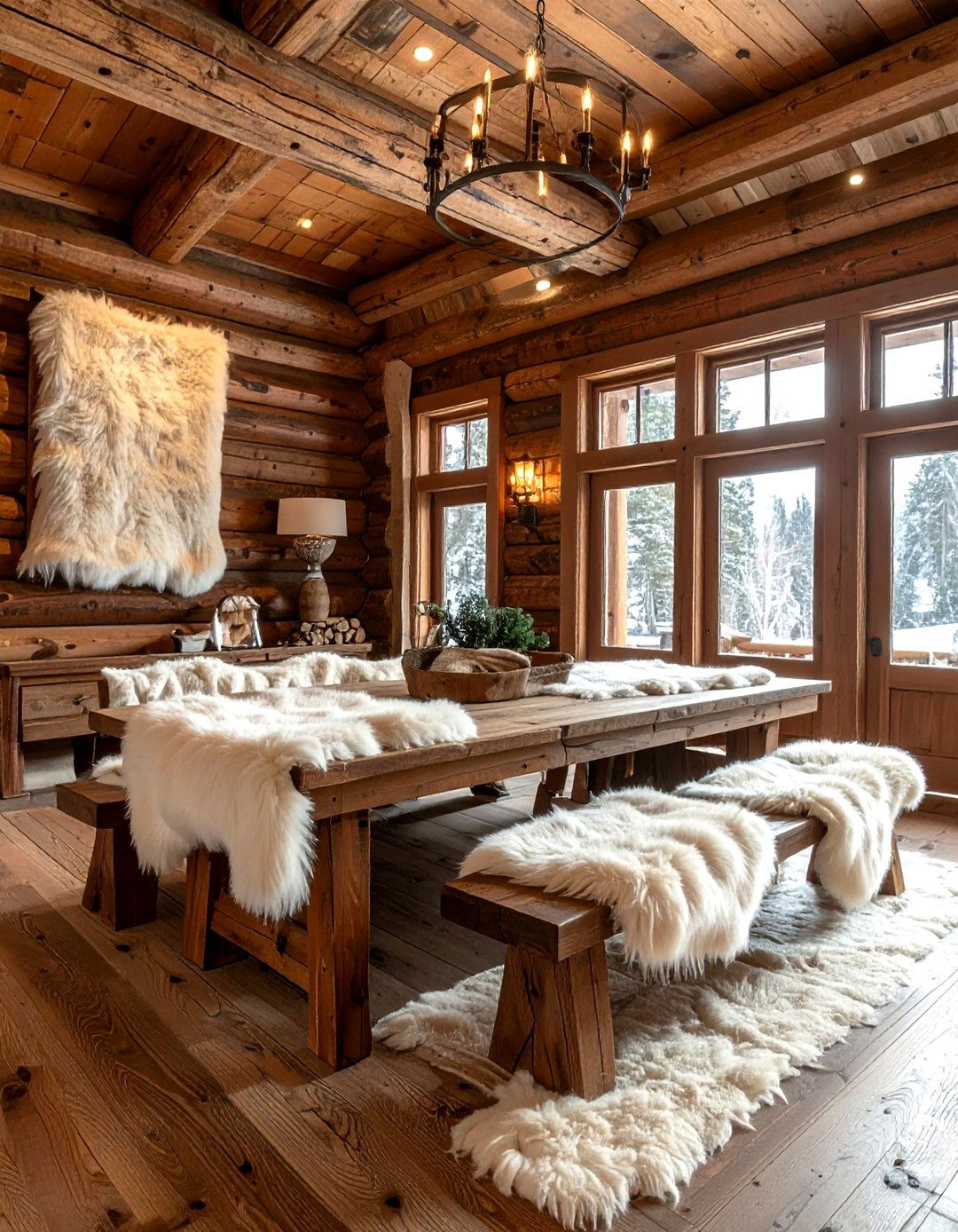 Faux Fur Accents - 30 lodge dining room ideas