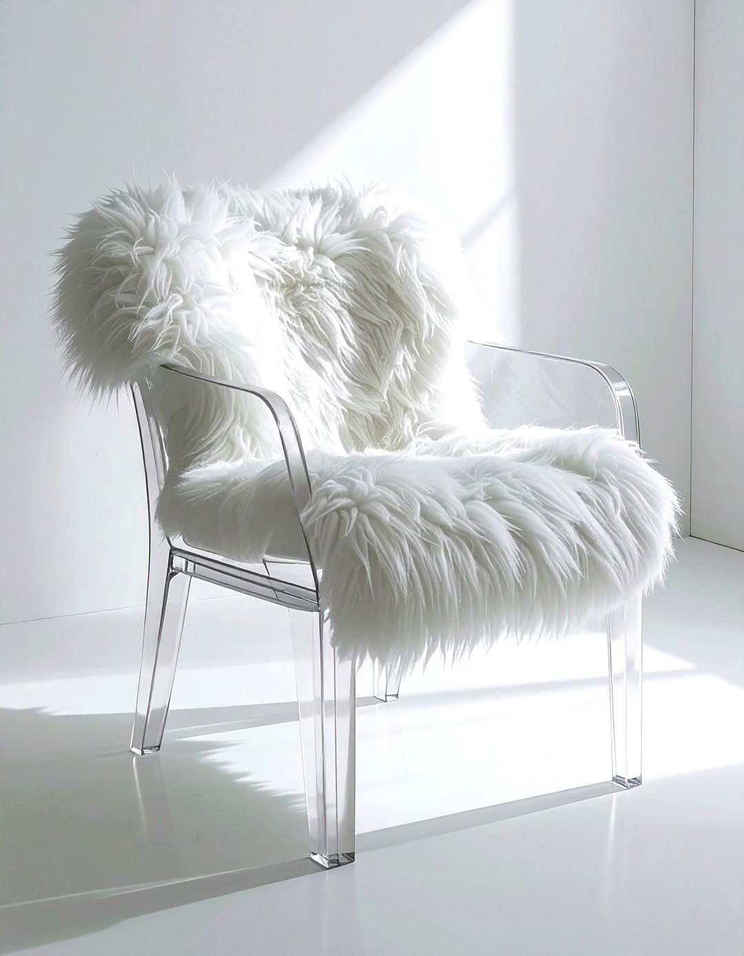 Faux Fur Acrylic Chair - 30 dining room texture layering ideas
