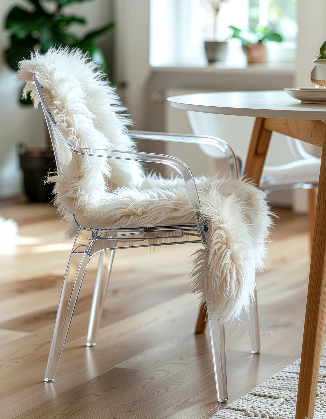 Faux Fur Acrylic Chair - 30 acrylic dining chair ideas