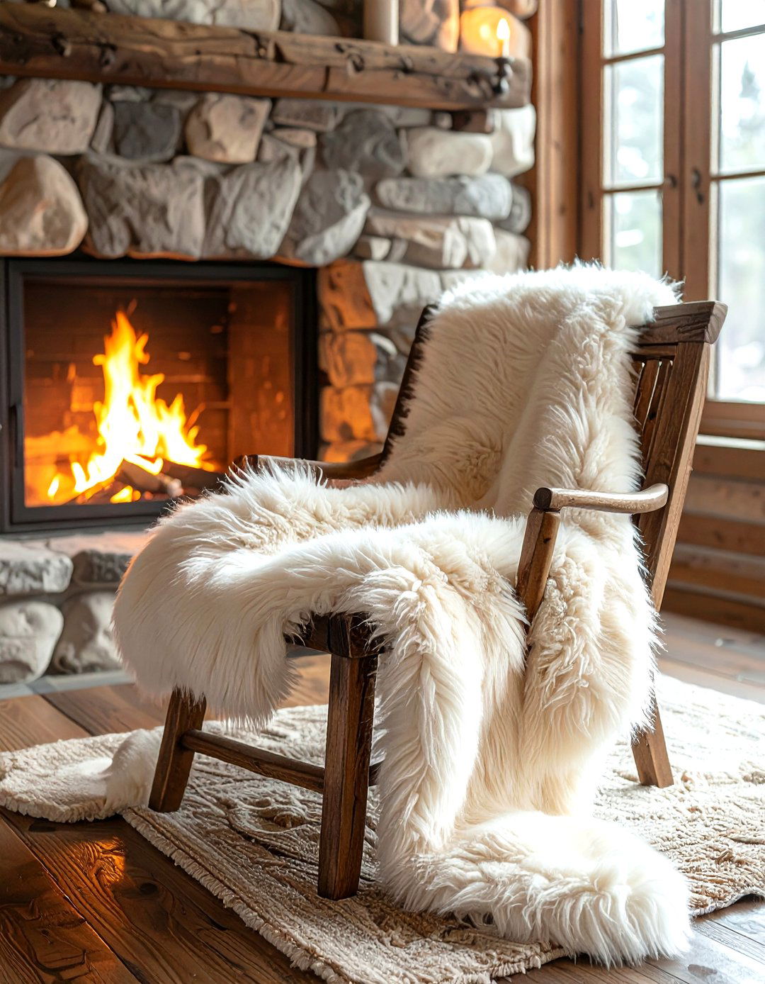 Faux Fur Chair Throw - 30 woodland dining room ideas