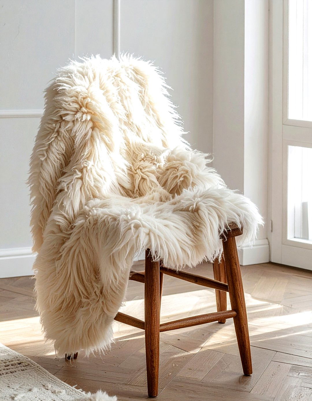 Faux Fur Chair Throw - 30 warm neutral dining room ideas