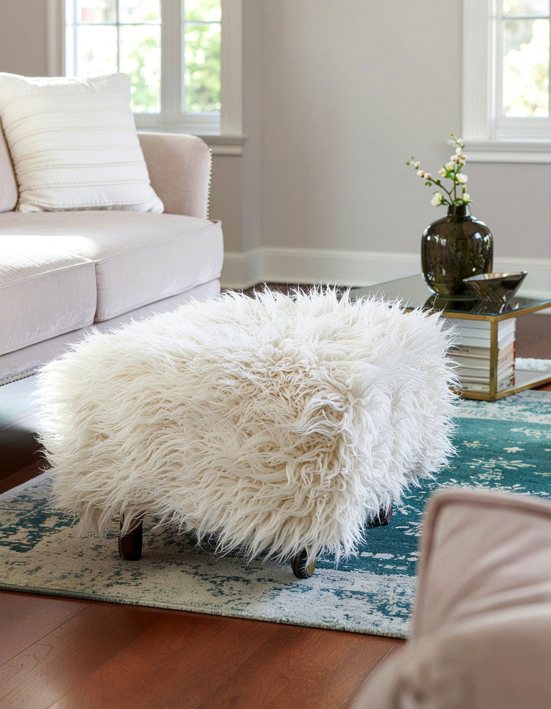 Faux Fur Ottoman - 30 living room ottoman coffee tables