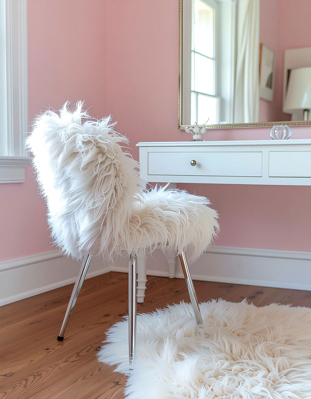 Faux Fur Stool - 30 bedroom vanity stools