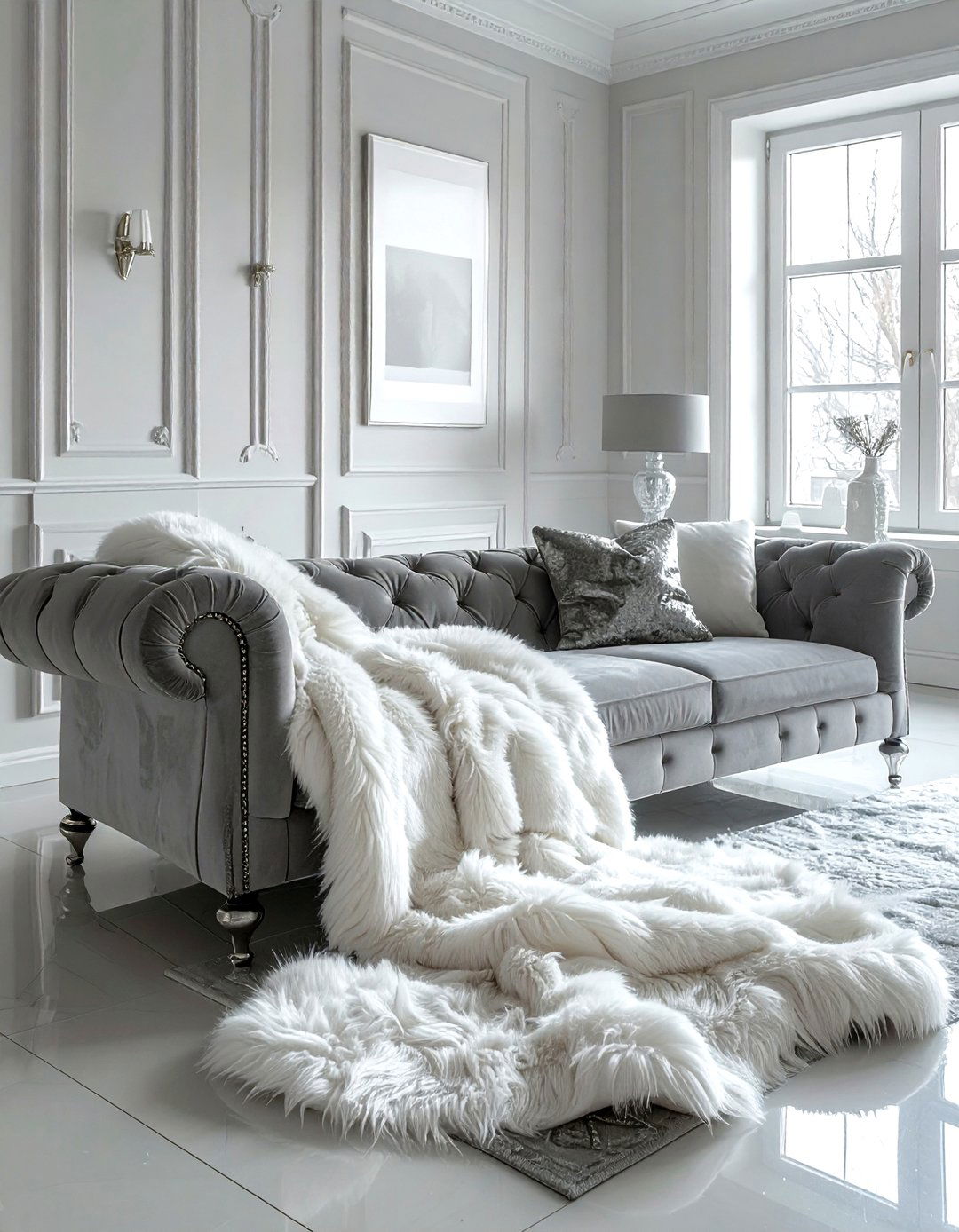 Faux Fur Throw - 30 Hollywood regency decor ideas