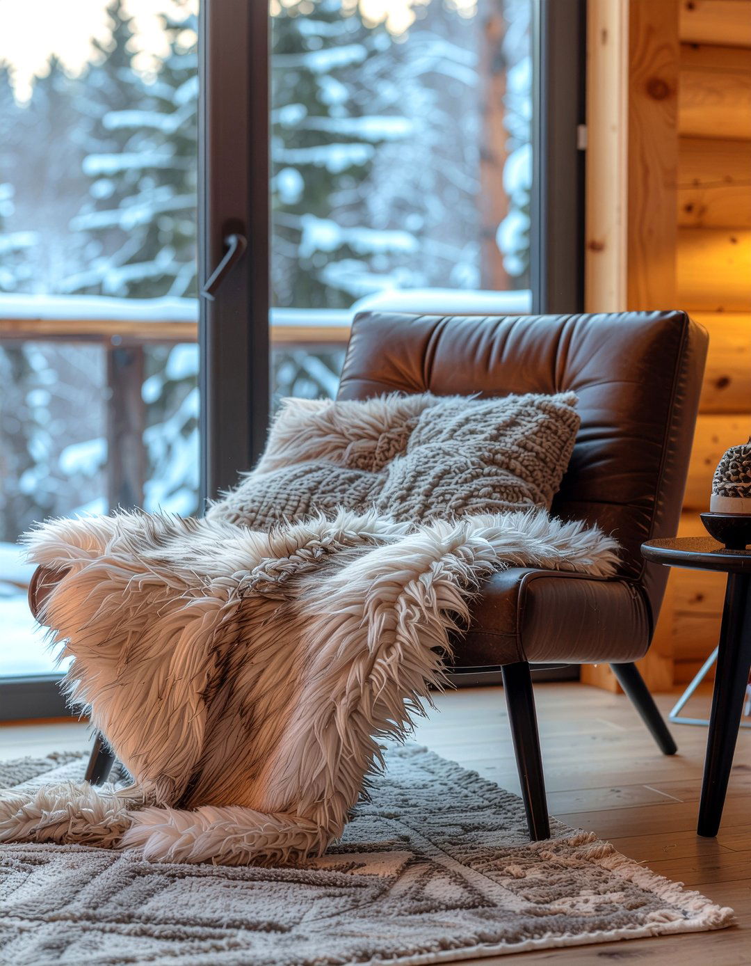 Faux Fur Throw - 30 living room lodge furniture ideas