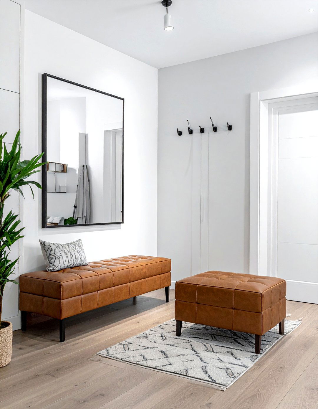 Faux Leather Bench Ottoman - 30 living room leather ottoman ideas