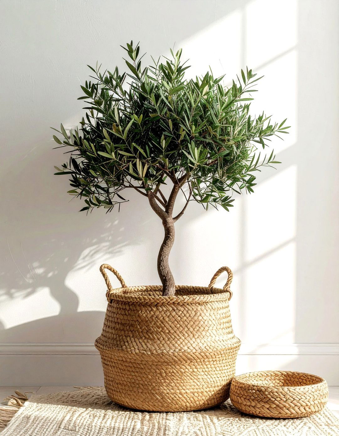 Faux Olive Tree In Woven Basket - 30 olive tree decor ideas