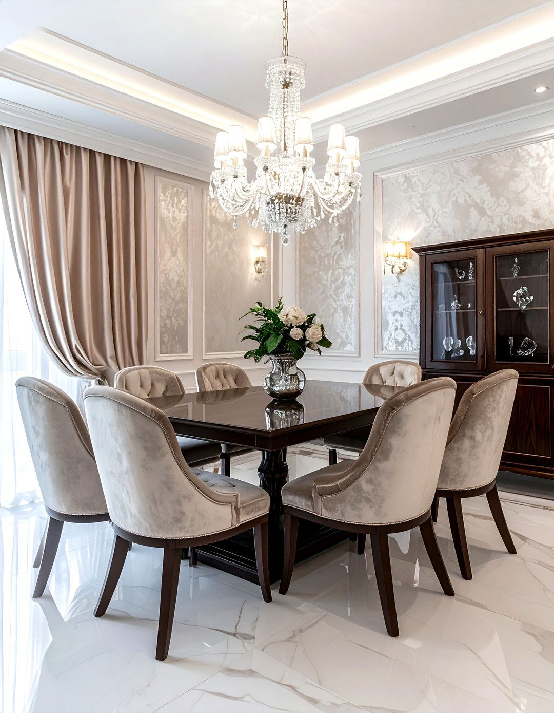 Faux Silk Wallpaper - 30 subtle wallpaper dining room ideas