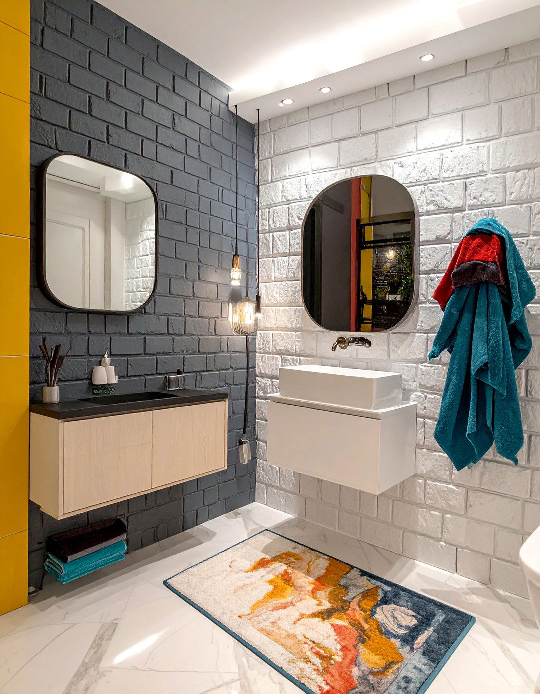 Faux brick - 30 brick bathroom ideas