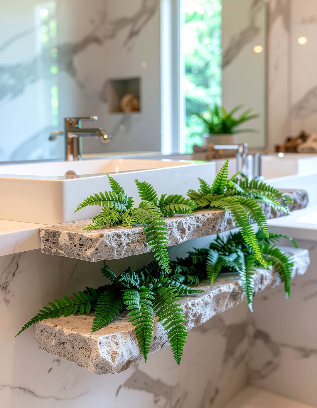 Faux ferns bathroom - 30 faux plant ideas