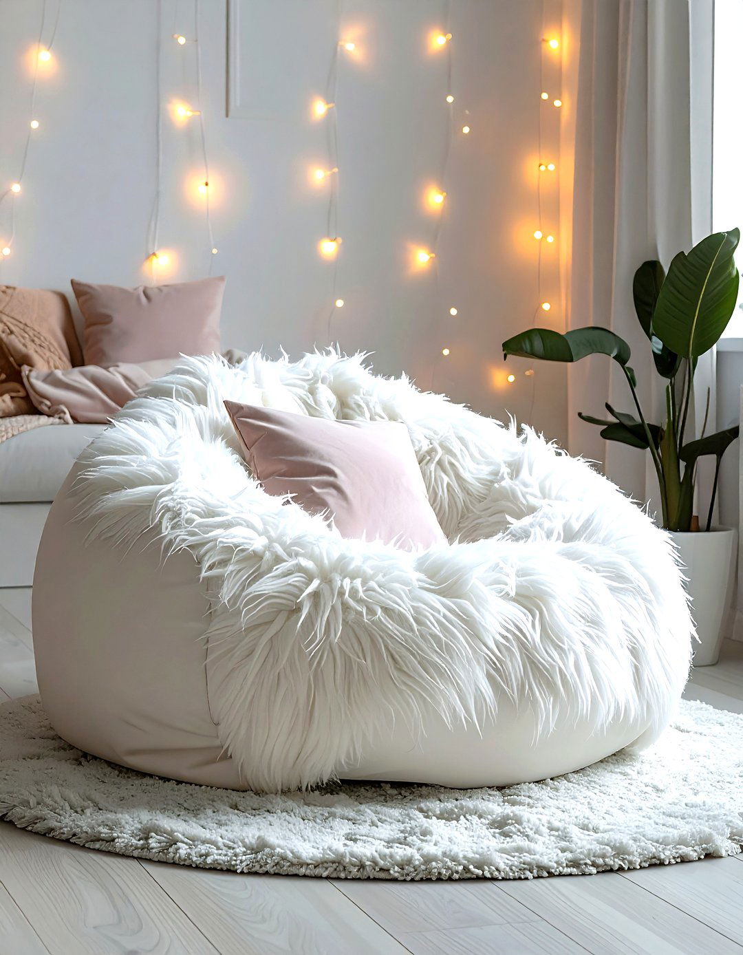 Faux fur bean bag - 30 living room bean bag ideas