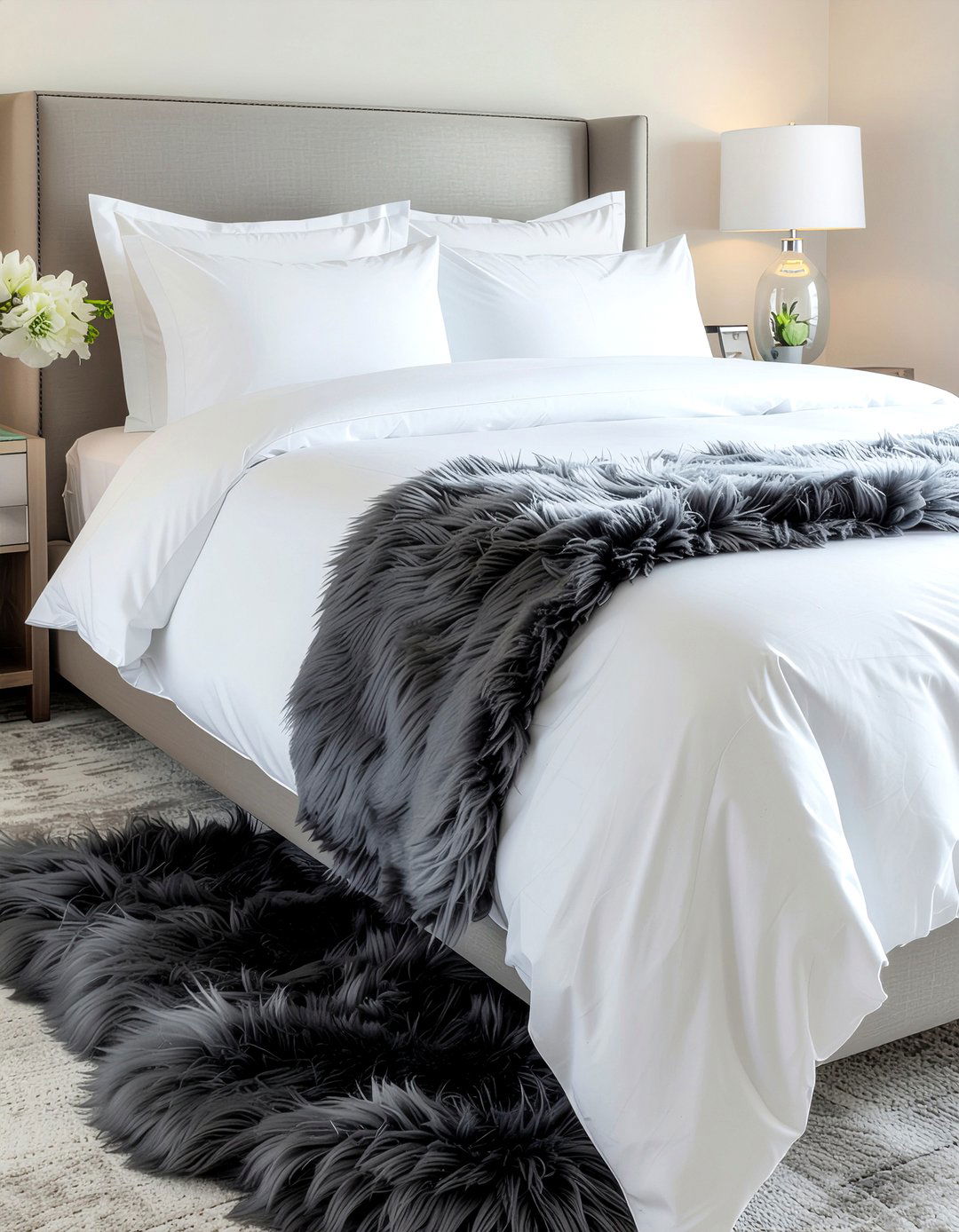 Faux fur bed runner styling - 30 faux fur decor ideas