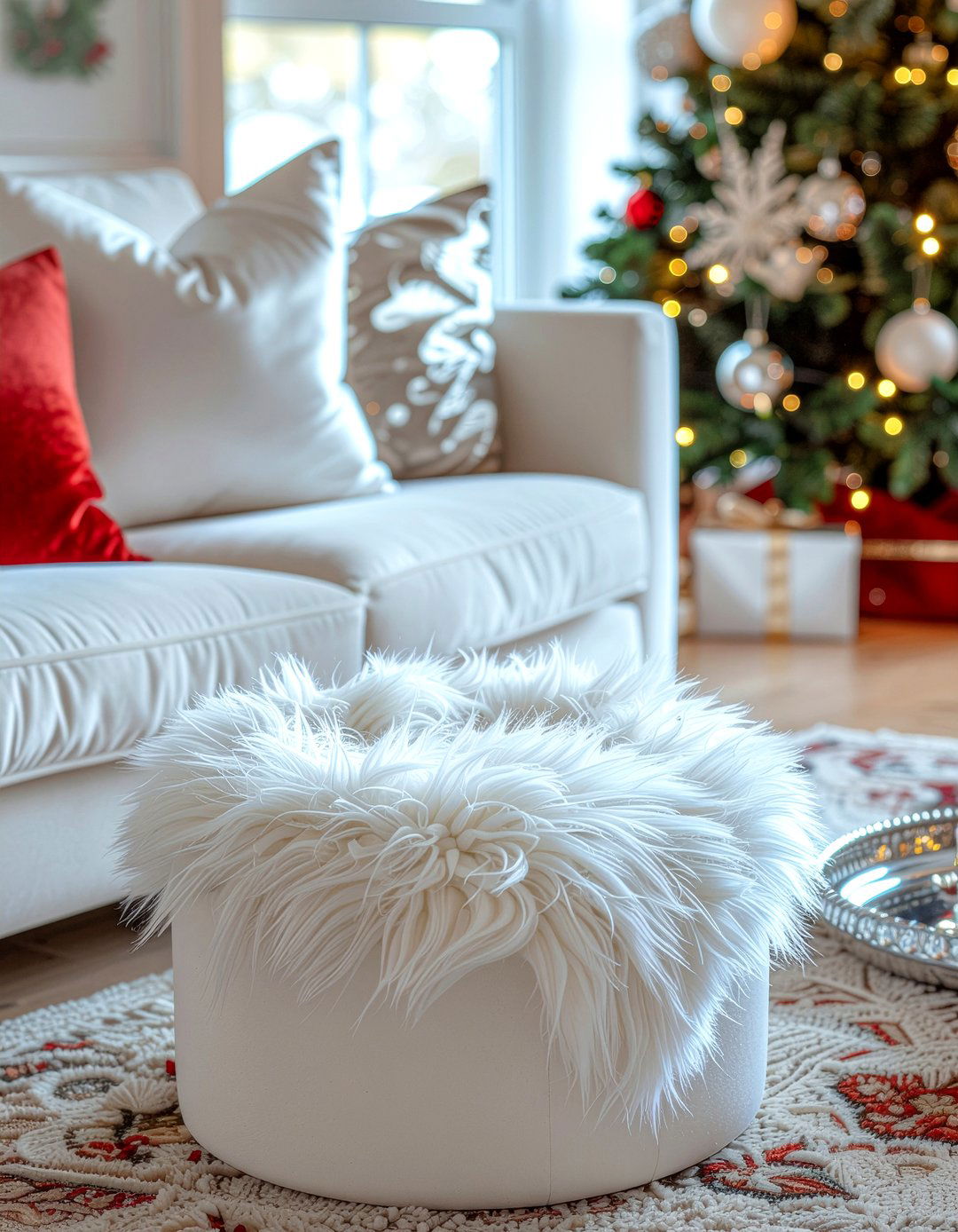 Faux fur bin - 30 living room storage box ideas