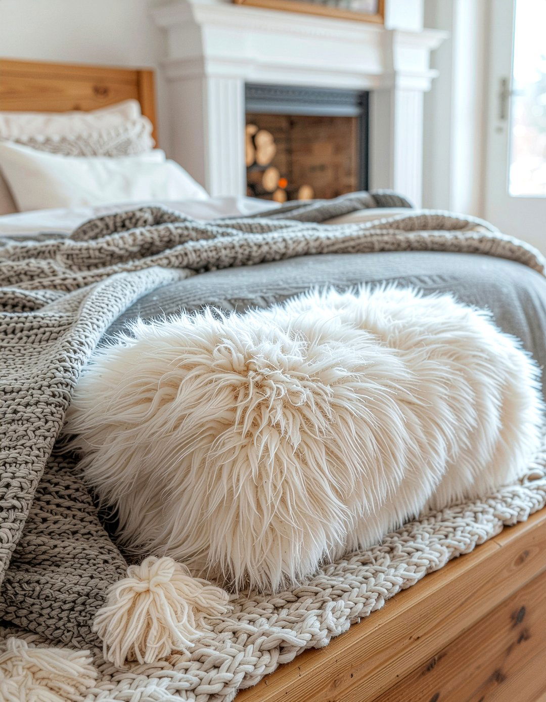 Faux fur bolster pillow - 30 bedroom bolster pillows