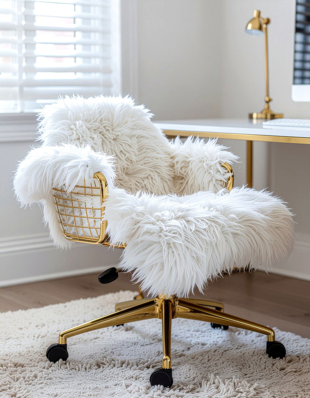 Faux fur desk chair office - 30 faux fur decor ideas