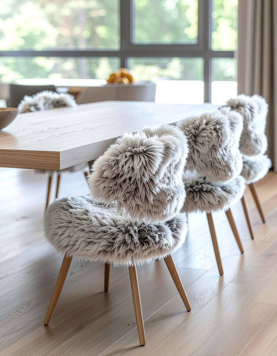 Faux fur dining chair pad - 30 faux fur decor ideas