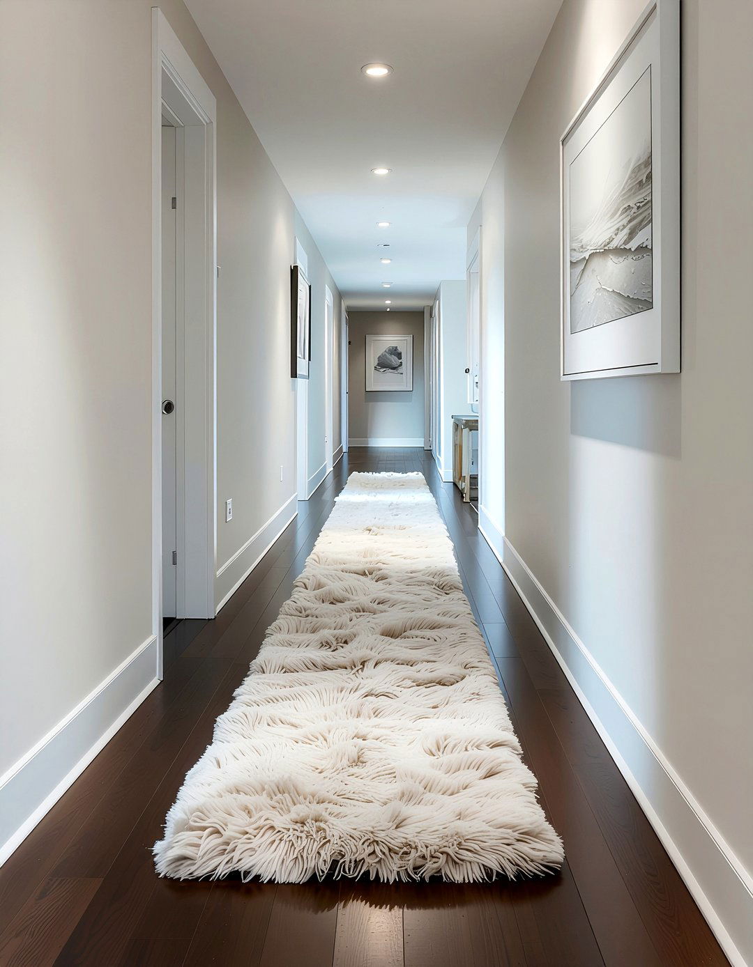 Faux fur hallway runner decor - 30 faux fur decor ideas