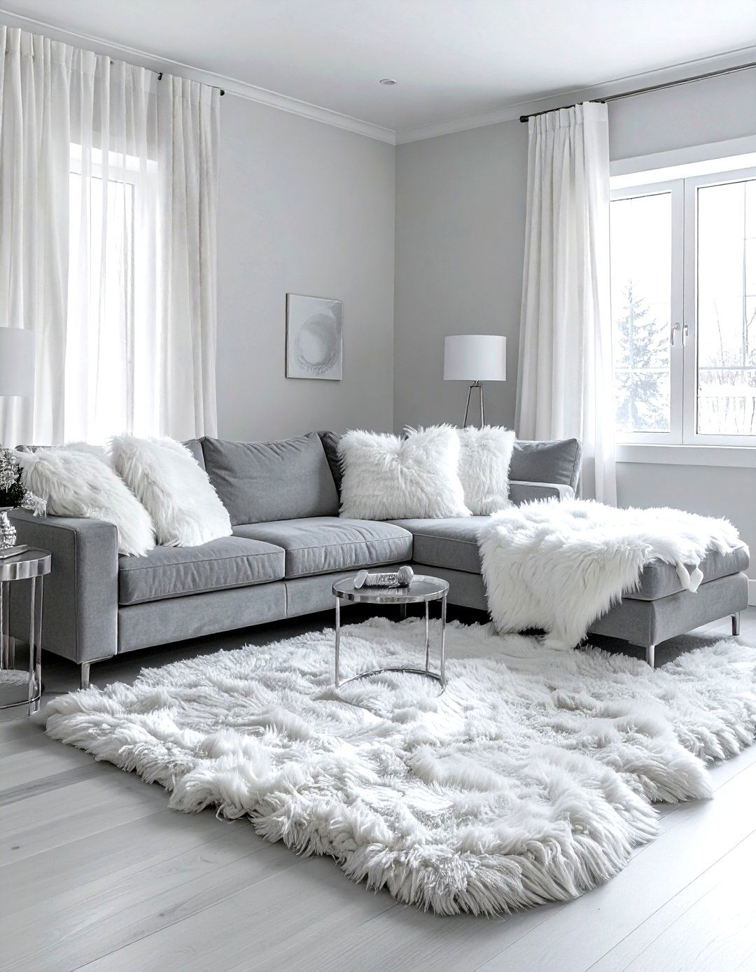 Faux fur living room - 30 living room texture layering ideas