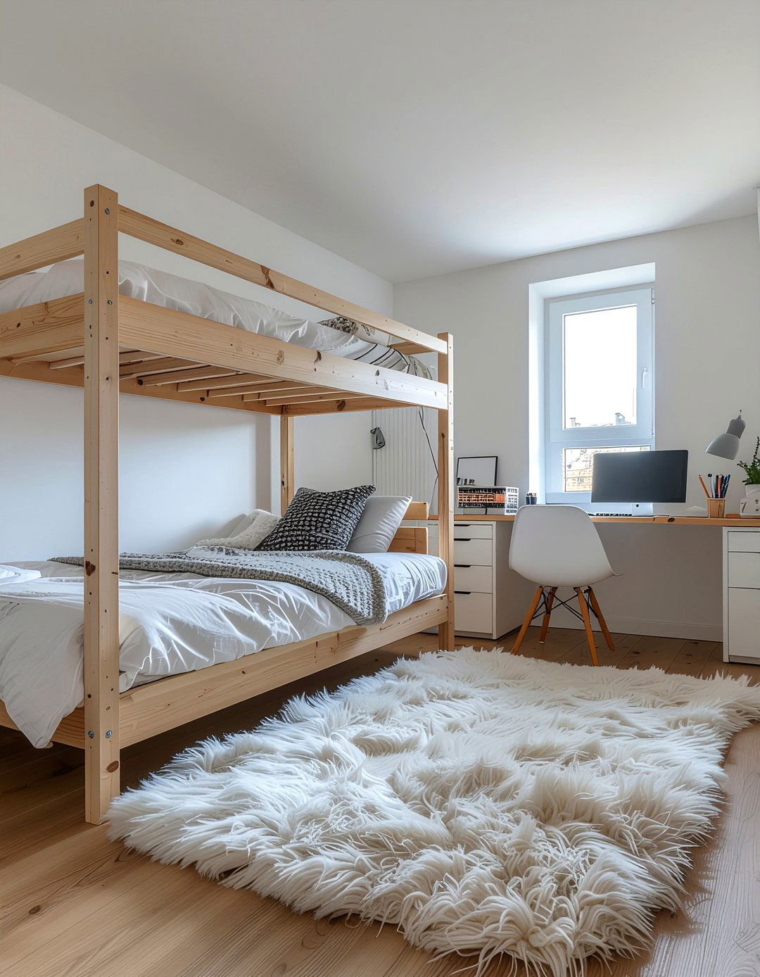 Faux fur loft bed rug - 30 faux fur decor ideas