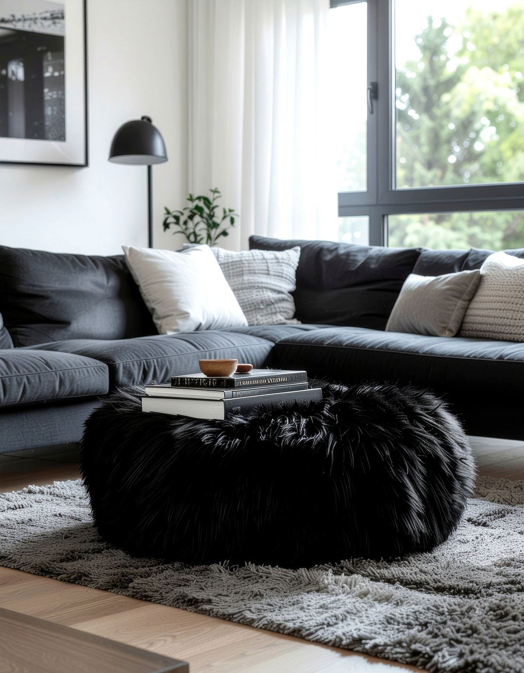 Faux fur ottoman cover furniture - 30 faux fur decor ideas