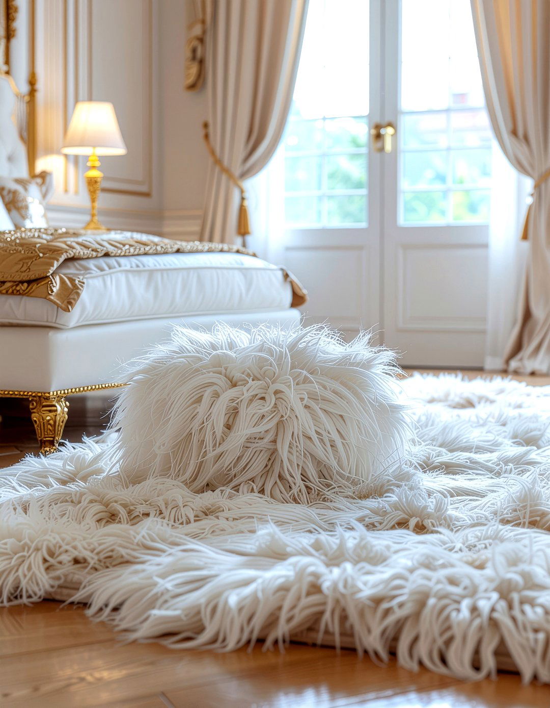 Faux fur pouf - 30 bedroom poufs