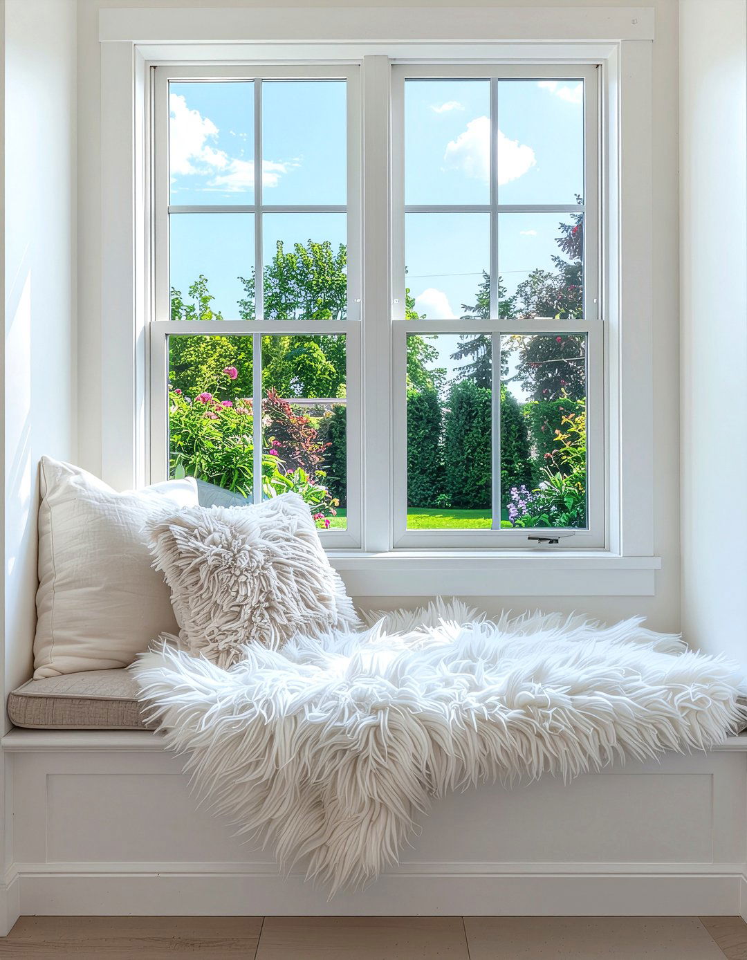 Faux fur window seat cushion - 30 faux fur decor ideas