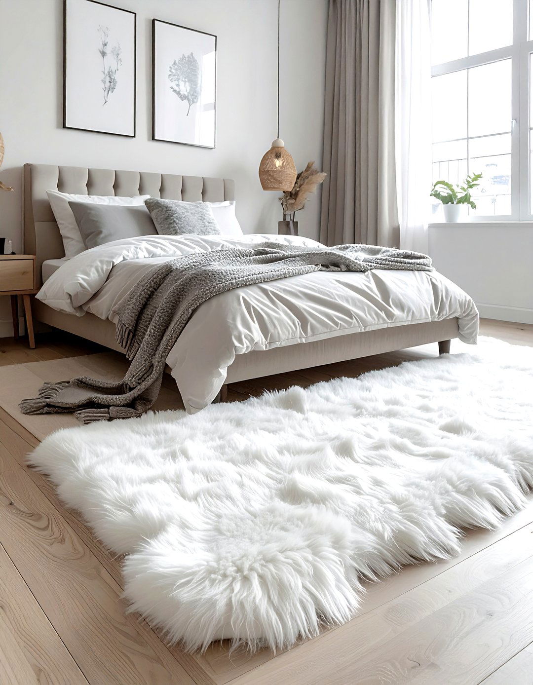 Faux sheepskin rug - 30 desert modern decor ideas