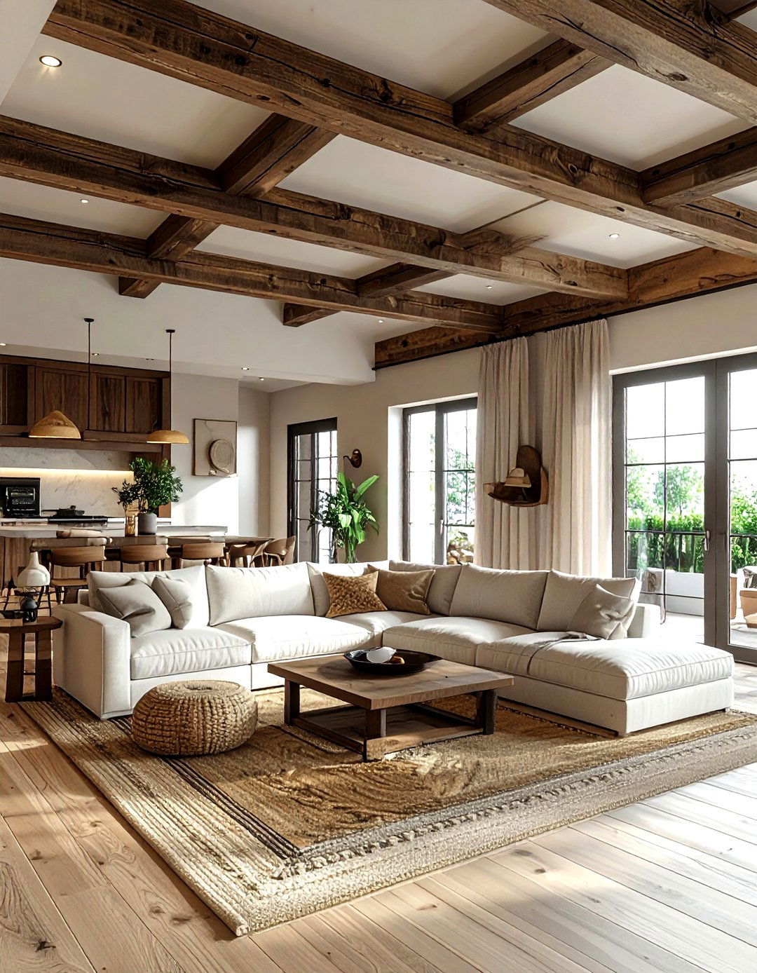 Faux wood beam ceiling - 30 living room textured ceiling ideas