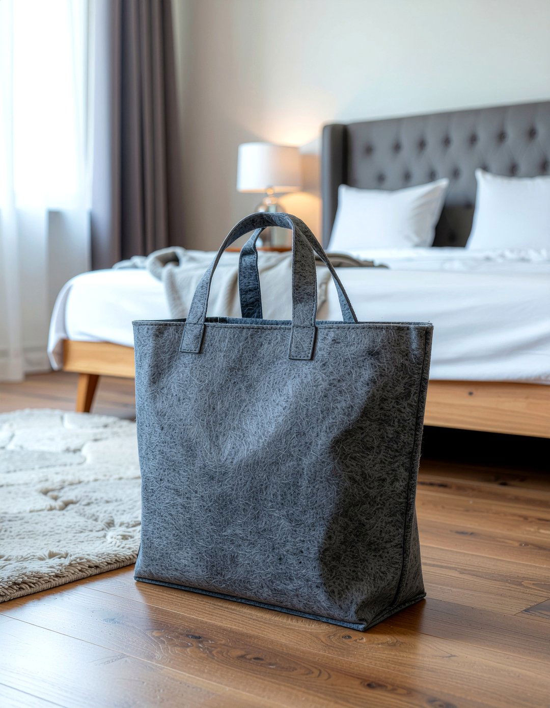 Felt Laundry Bag - 30 bedroom dirty clothes storage ideas